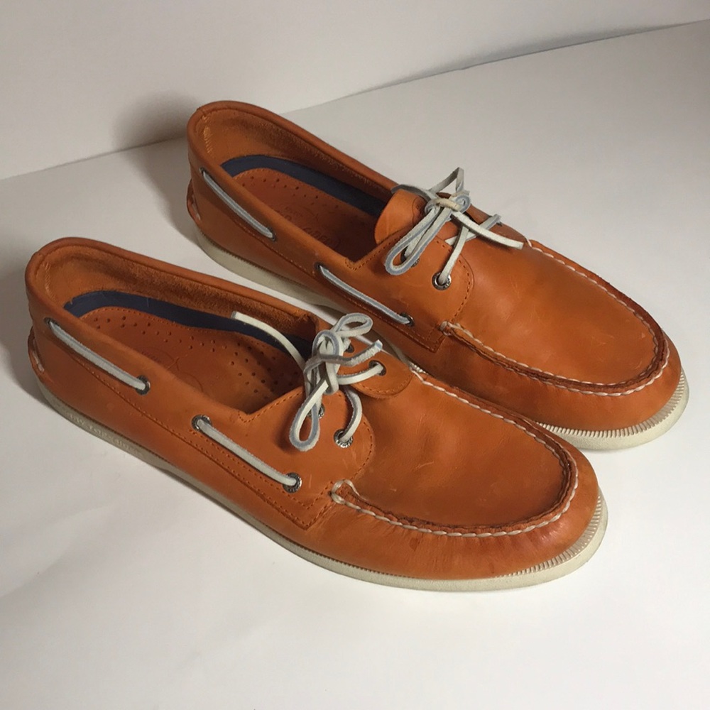 SPERRY TOP SIDER Mens Shoes 13M Orange Leather